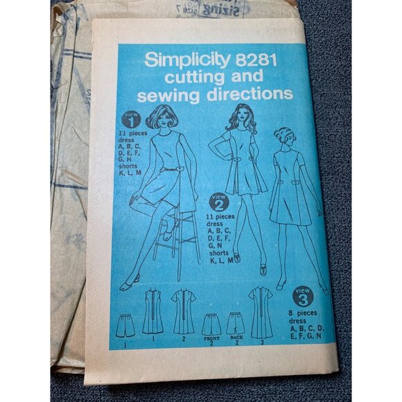 Simplicity 8281 Pattern Dress Shorts Size 7 Ladies Retro Fashion Sewing 1970s - Picture 5 of 5
